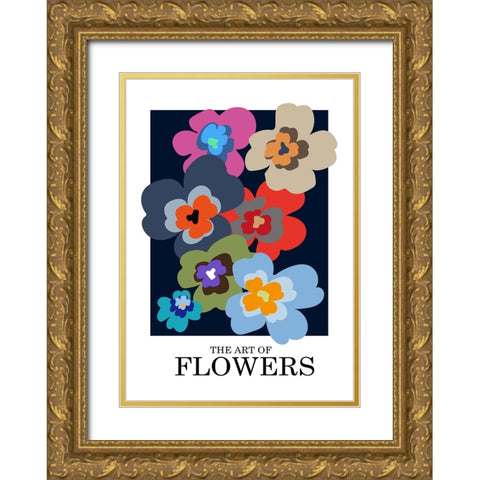 The Art Of Flowers Blue Gold Ornate Wood Framed Art Print with Double Matting by Collett, Frances