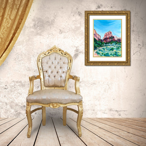 Angels Landing Gold Ornate Wood Framed Art Print with Double Matting by Key and Sea