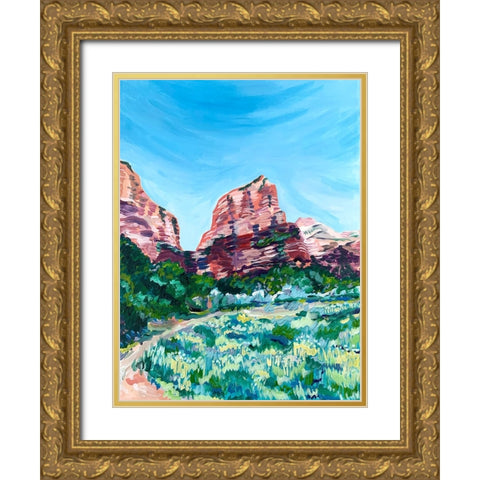 Angels Landing Gold Ornate Wood Framed Art Print with Double Matting by Key and Sea