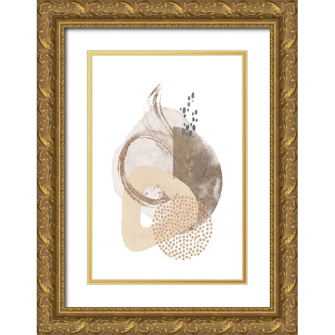 Neutral Silk-1 Gold Ornate Wood Framed Art Print with Double Matting by Moss, Sally Ann
