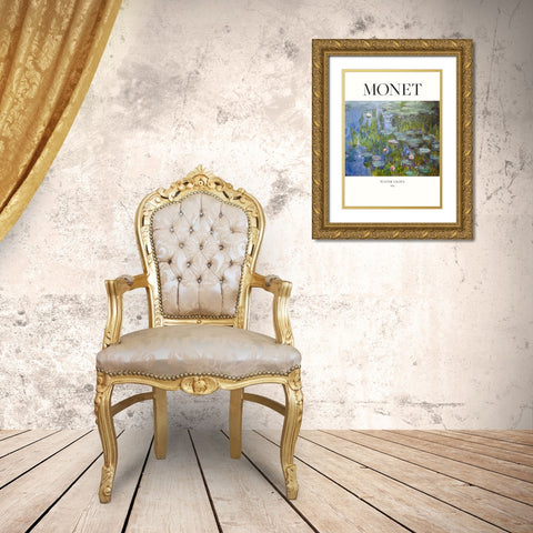 Water Lilies 1915 Gold Ornate Wood Framed Art Print with Double Matting by Pictufy