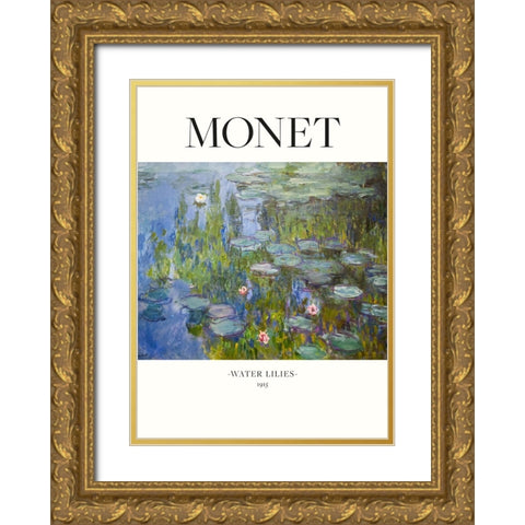 Water Lilies 1915 Gold Ornate Wood Framed Art Print with Double Matting by Pictufy