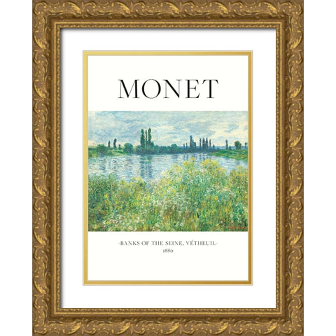 Banks Of The Seine Gold Ornate Wood Framed Art Print with Double Matting by Pictufy