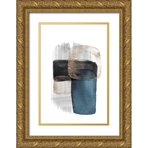 Night Blue-3 Gold Ornate Wood Framed Art Print with Double Matting by Moss, Sally Ann