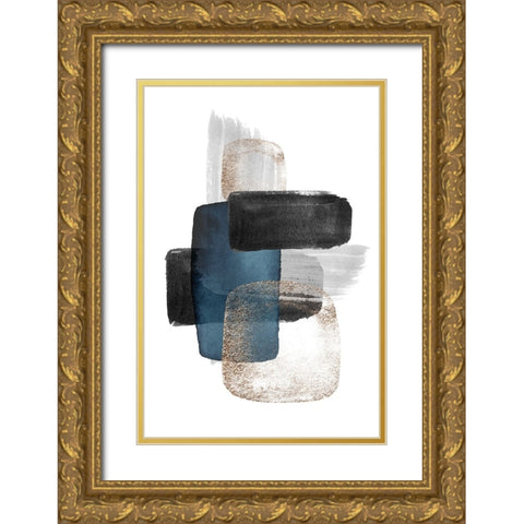 Night Blue-2 Gold Ornate Wood Framed Art Print with Double Matting by Moss, Sally Ann