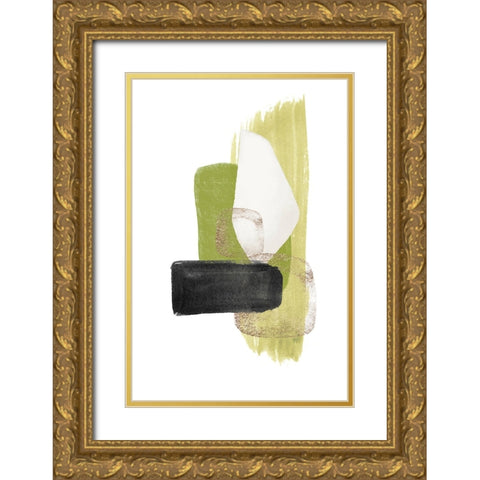 Green Dream-3 Gold Ornate Wood Framed Art Print with Double Matting by Moss, Sally Ann