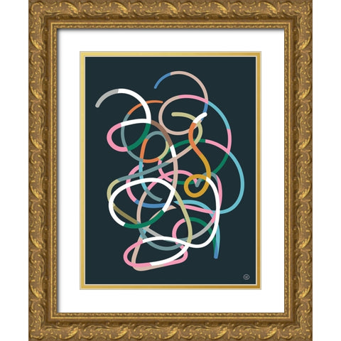 Color Lines Gold Ornate Wood Framed Art Print with Double Matting by Hobday, Dan