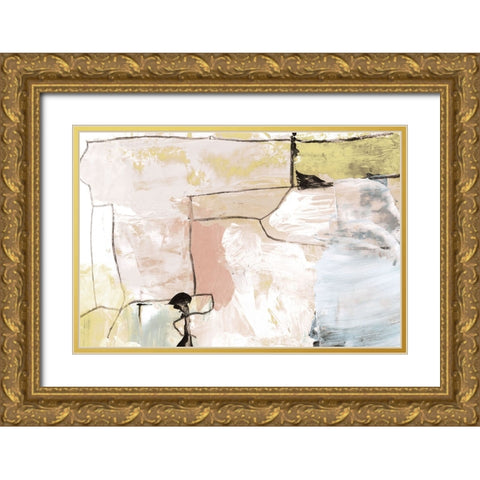 Abstract Pastels Gold Ornate Wood Framed Art Print with Double Matting by Hobday, Dan