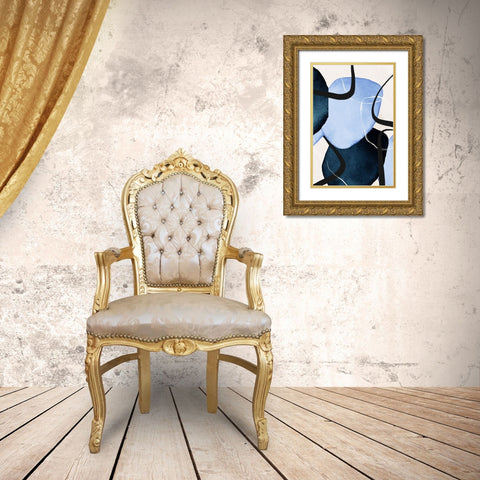 Shapley Blue-2 Gold Ornate Wood Framed Art Print with Double Matting by Moss, Sally Ann