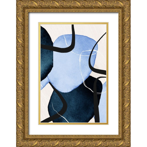 Shapley Blue-2 Gold Ornate Wood Framed Art Print with Double Matting by Moss, Sally Ann