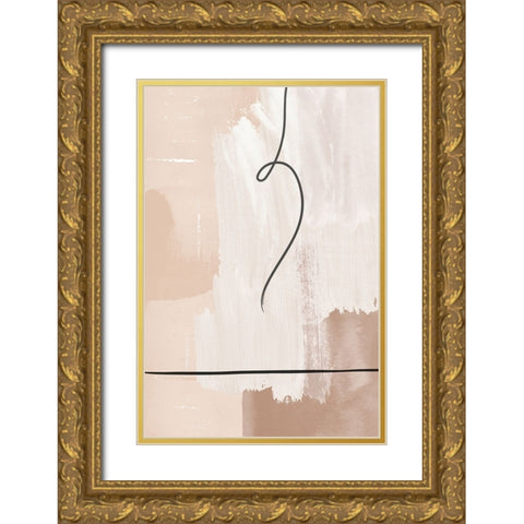 Creamy-3 Gold Ornate Wood Framed Art Print with Double Matting by Moss, Sally Ann