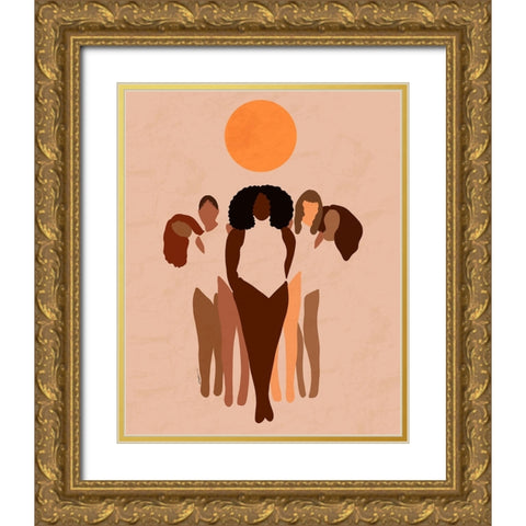 W.O.M.E.N Gold Ornate Wood Framed Art Print with Double Matting by Nguessan, Carelle