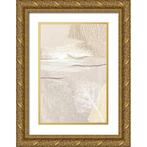 Calm Ivory-3 Gold Ornate Wood Framed Art Print with Double Matting by Moss, Sally Ann