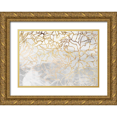 Abstract gold line art wall mural Gold Ornate Wood Framed Art Print with Double Matting by Manovski, Sarah