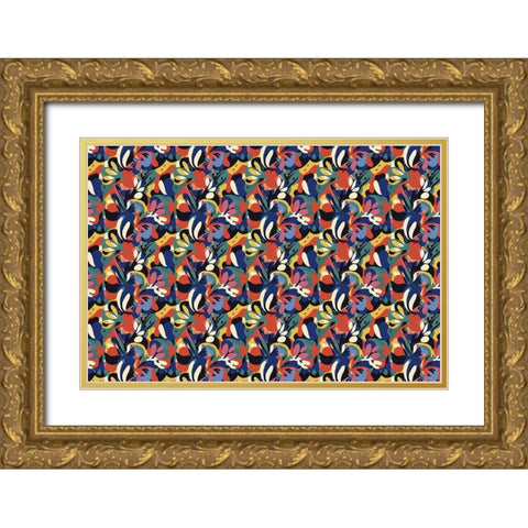 Pattern No 123 Gold Ornate Wood Framed Art Print with Double Matting by Treechild