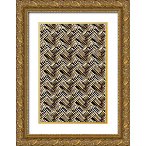 Pattern No 125 Gold Ornate Wood Framed Art Print with Double Matting by Treechild