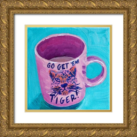 Go Get Em Tiger Gold Ornate Wood Framed Art Print with Double Matting by Key and Sea
