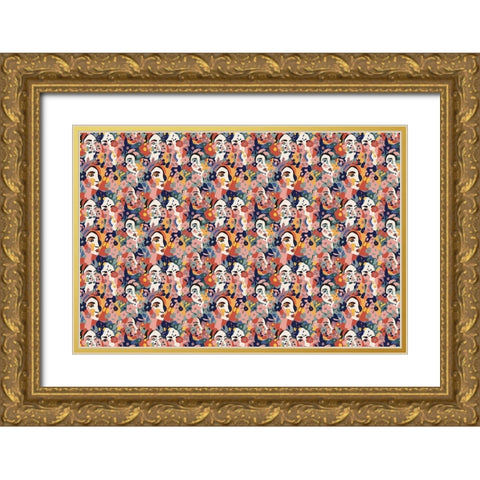 Pattern No 126 Gold Ornate Wood Framed Art Print with Double Matting by Treechild