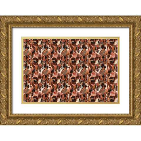 Pattern No 125 Gold Ornate Wood Framed Art Print with Double Matting by Treechild