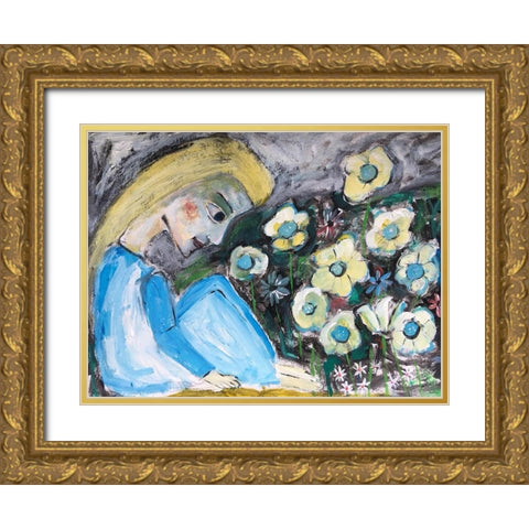 In the Garden Gold Ornate Wood Framed Art Print with Double Matting by Bursic, Sharyn