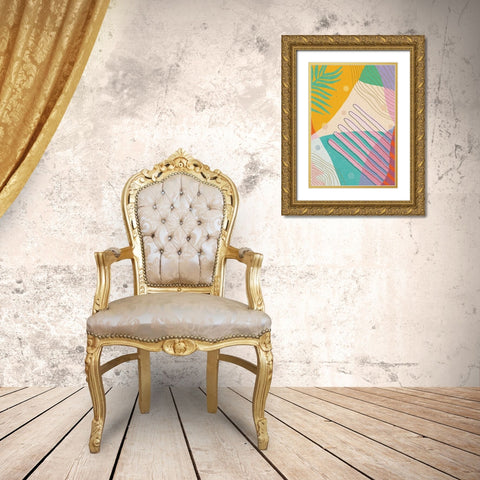 Botanical Disco Gold Ornate Wood Framed Art Print with Double Matting by Demir, Aylin