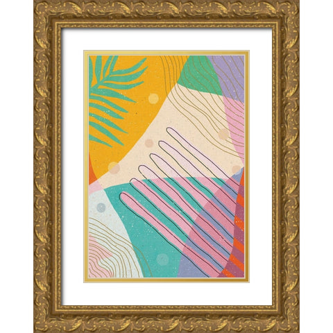 Botanical Disco Gold Ornate Wood Framed Art Print with Double Matting by Demir, Aylin