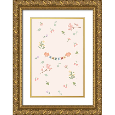 Falling in spring Gold Ornate Wood Framed Art Print with Double Matting by Thai, Xuan