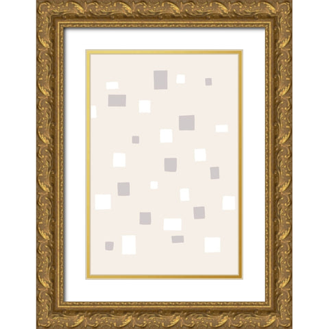 Abstract Squares Gold Ornate Wood Framed Art Print with Double Matting by uplusmestudio