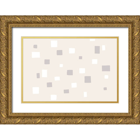 Abstract Squares Gold Ornate Wood Framed Art Print with Double Matting by uplusmestudio