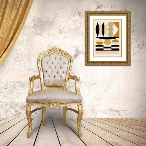Abstract composition 25 Gold Ornate Wood Framed Art Print with Double Matting by NKTN