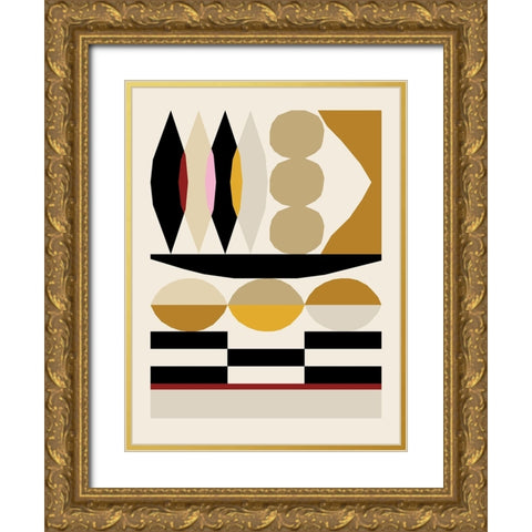 Abstract composition 25 Gold Ornate Wood Framed Art Print with Double Matting by NKTN