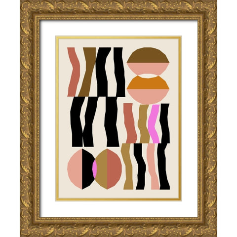 Abstract composition 26 Gold Ornate Wood Framed Art Print with Double Matting by NKTN