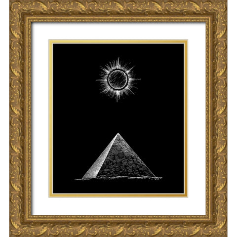 Kemit Pyramid Gold Ornate Wood Framed Art Print with Double Matting by Abdel Aal, Hussein