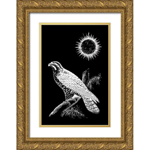 Falcon Peregrine Gold Ornate Wood Framed Art Print with Double Matting by Abdel Aal, Hussein