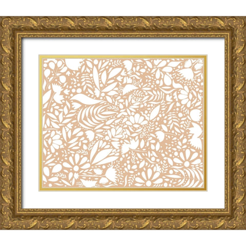 Scandi brown white pattern Gold Ornate Wood Framed Art Print with Double Matting by Manovski, Sarah