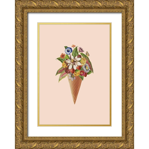 Botanical pink ice cream Gold Ornate Wood Framed Art Print with Double Matting by Floral Studio, Frida