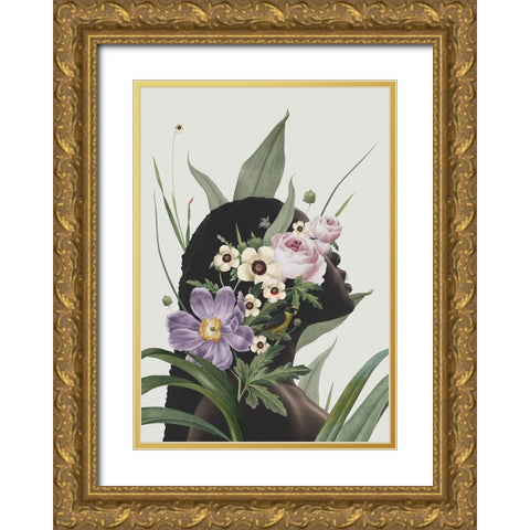 Purple flower Gold Ornate Wood Framed Art Print with Double Matting by Floral Studio, Frida