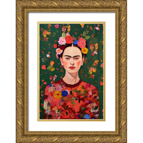 The Love Of Flowers Gold Ornate Wood Framed Art Print with Double Matting by Treechild