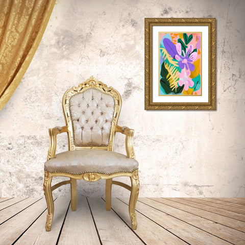 Spring Flowers Gold Ornate Wood Framed Art Print with Double Matting by Treechild