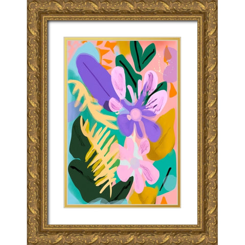 Spring Flowers Gold Ornate Wood Framed Art Print with Double Matting by Treechild