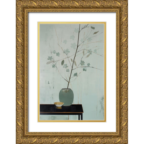 Branch in Vase Gold Ornate Wood Framed Art Print with Double Matting by Treechild