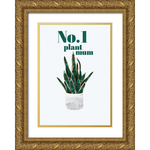 Plant typography quote text 3 Gold Ornate Wood Framed Art Print with Double Matting by Manovski, Sarah