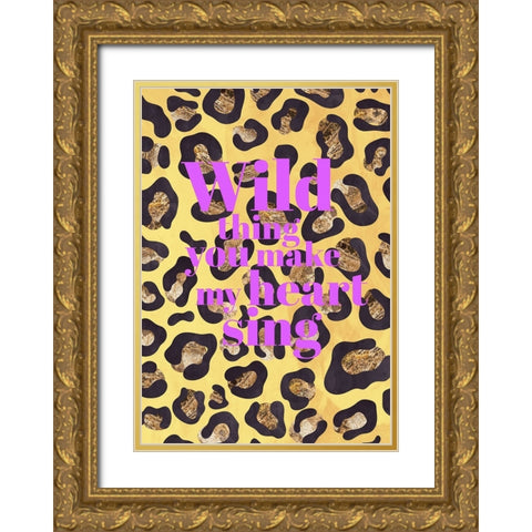 Wild thing typography animal print Gold Ornate Wood Framed Art Print with Double Matting by Manovski, Sarah