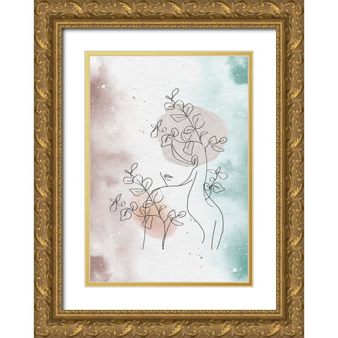 Biloba Gold Ornate Wood Framed Art Print with Double Matting by Roze, Fadil