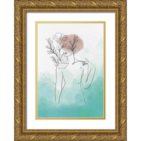 Mentha Gold Ornate Wood Framed Art Print with Double Matting by Roze, Fadil