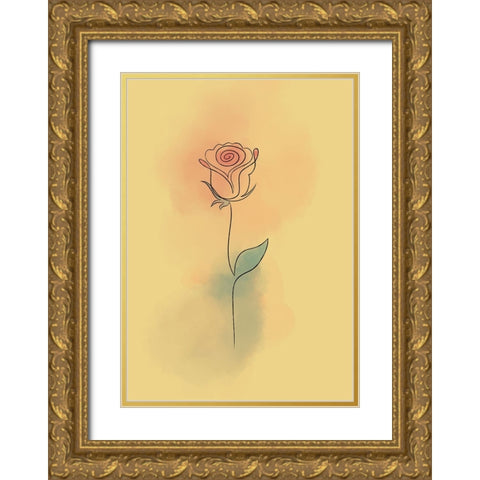 La Rosa Aqua Gold Ornate Wood Framed Art Print with Double Matting by Roze, Fadil