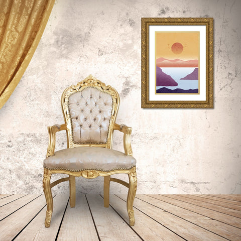 Golden River Gold Ornate Wood Framed Art Print with Double Matting by Roze, Fadil