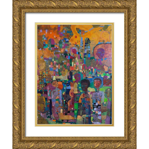 Take a Knee 24x36 Oil Paint On Panel 2020 Jpg Gold Ornate Wood Framed Art Print with Double Matting by Loebelsohn, Alise