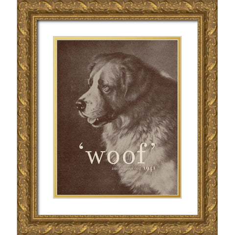 Famous Quote Dog Gold Ornate Wood Framed Art Print with Double Matting by Bodart, Florent