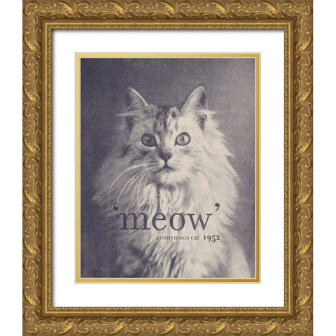 Famous Quote Cat Gold Ornate Wood Framed Art Print with Double Matting by Bodart, Florent